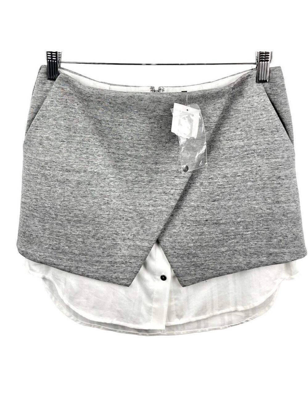 NEW Intermix Emilia Grey Shirt Detail Mini Skirt Size S - Picture 2 of 7